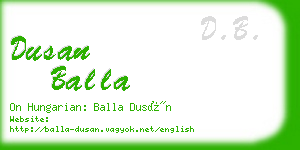 dusan balla business card